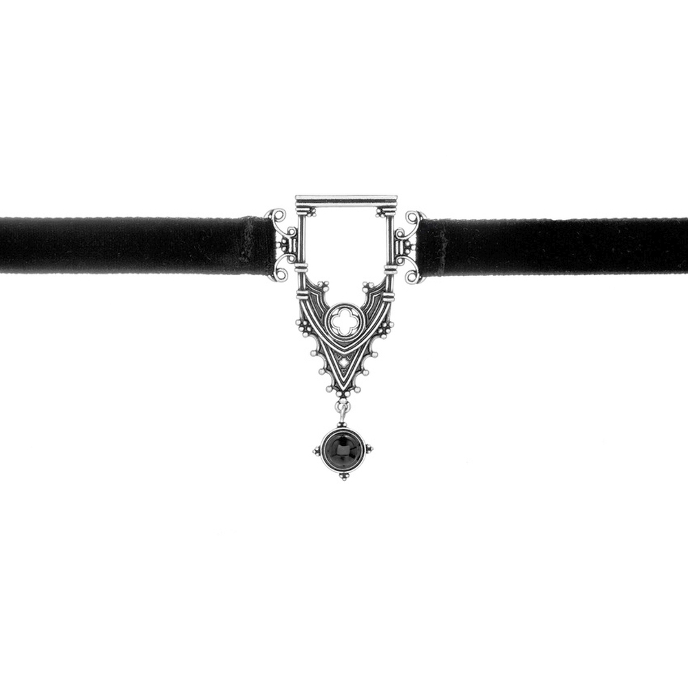 Restyle - Cathedralis Velvet Collar Foulard - Couleur argent/Noir